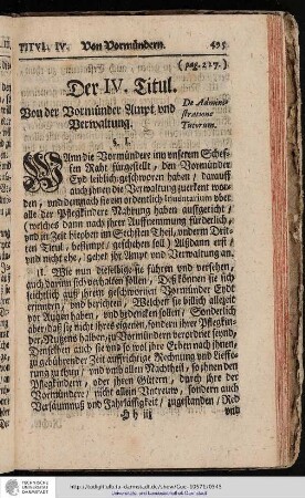 Der IV. Titul. Von der Vormünder Ampt und Verwaltung