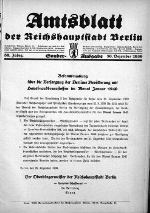 Sonder-Ausgabe, 30. Dezember 1939