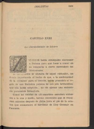 Capítulo XXXI - La "heroicidad" de Lázaro
