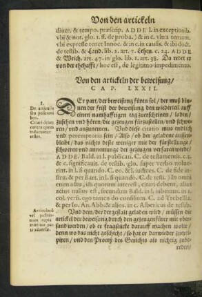 Von den artickeln der beweisung/ Cap. LXXII.