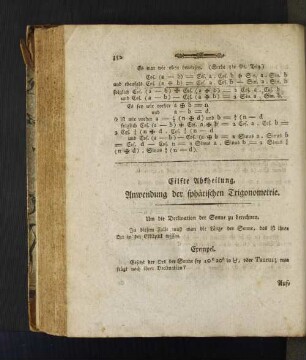 Eilfte Abtheilung. Anwendung der sphärischen Trigonometrie.