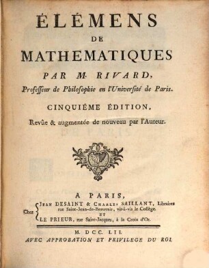 Elémens de Mathematiques