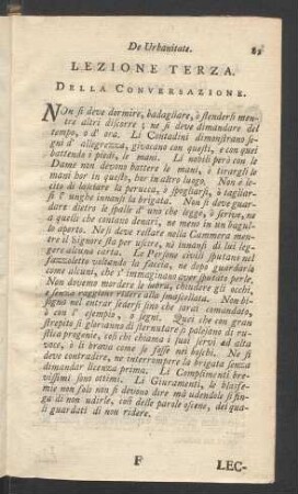 Lezione Terza. Della Conversazione