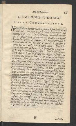Lezione Terza. Della Conversazione
