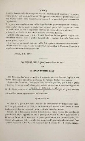 Soluzione delle quistioni 40, 41, 42.