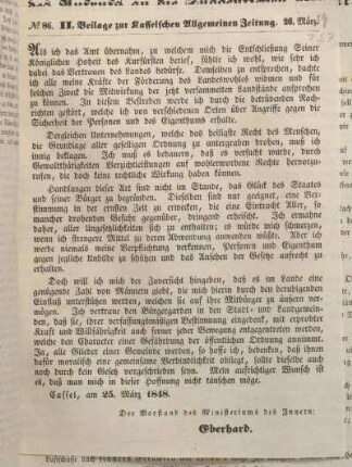 No. 86. II. Beilage zur Kasselschen Allgemeinen Zeitung. 26. März.