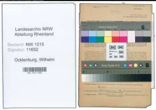Entnazifizierung Wilhelm Ocklenburg , geb. 22.06.1900 (Reichsbahnsekretaer)