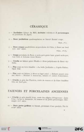 Faiences et porcelaines anciennes (Nr. 9-38)