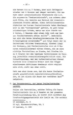 2. Der Personenkreis, der kurze Freiheitsstrafen verbüßt