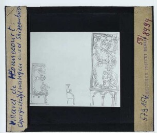 Honnecourt, Bauhüttenbuch (Paris BnF Ms. fr. 19093) : Chorgestühlwangen