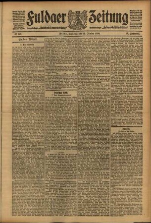 Erste Ausgabe vom Samstag, den 24. Oktober 1908.