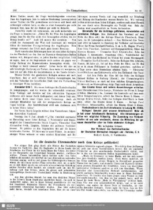 Ist die deutsche Uhrenausfuhr nach dem Kriege gefährdet?