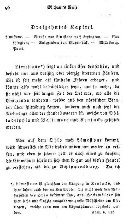 Dreizehntes Kapitel: Limestone. - Straße von Limestone nach Lexington. - Washington. - Salzgruben von May-Lick. - Millesburg. - Paris.