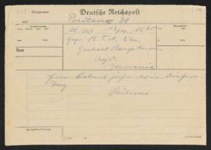 Brief von Hans von Hülsen an Gerhart Hauptmann