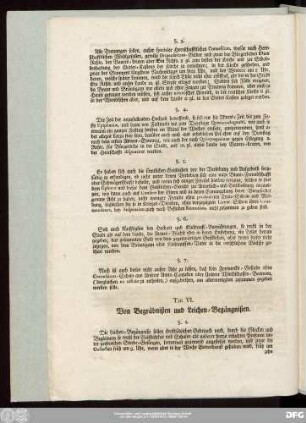 Tit: VI. Von Begräbnißen und Leichen-Begängnißen.