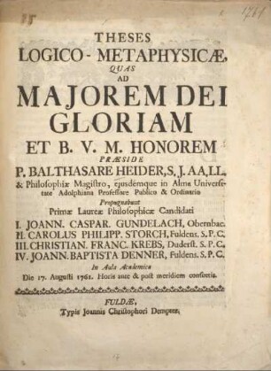 Theses Logico-Metaphysicae