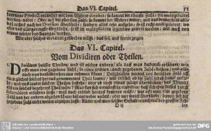 Das VI. Capitel. Vom Dividiren oder Theilen.