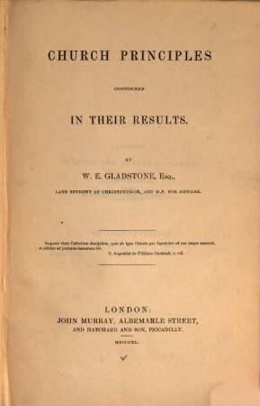 Church principles considered in their results