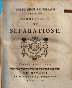 Commentatio De Separatione