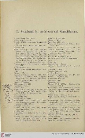 Verzeichnis der mythischen und Sternbildnamen