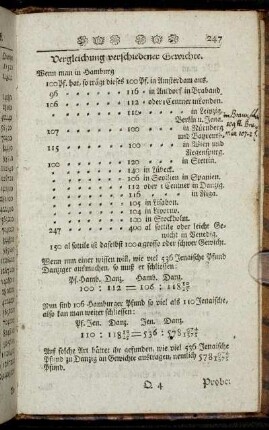Vergleichung verschiedener Gewichte.