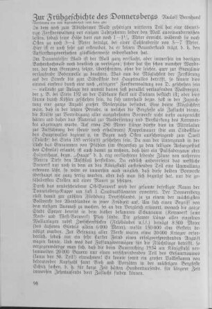 Zur Frühgeschichte des Donnersbergs.