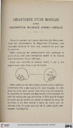 Sér. 5: Découverte d'une monnaie avec inscription bilingue arabo-libyque