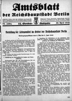 14. Sonder-Ausgabe, 30. April 1940
