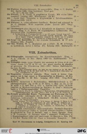 VIII. Zeitschriften (Nr. 990-1009)
