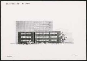 Stadttheater, Krefeld: Ansicht Norden, 2. Entwurf