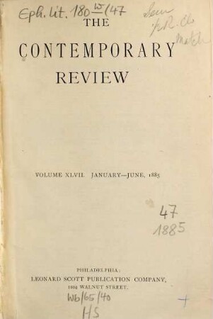 Contemporary review. 47. 1885