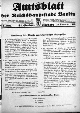 41. Sonder-Ausgabe, 25. November 1940