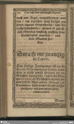 Das acht und zwantzigste Capitel. Vom PredigAmpt