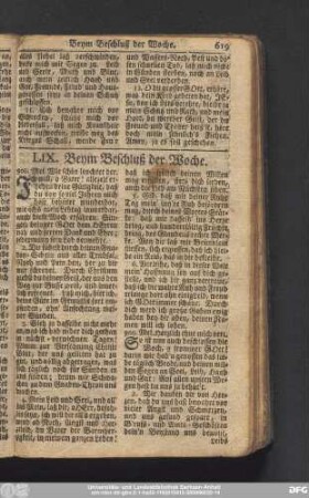 LIX. Beym Beschluß der Woche.