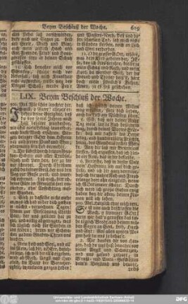 LIX. Beym Beschluß der Woche.