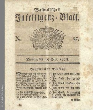 No. 37. Dienstag den 15 Sept. 1778