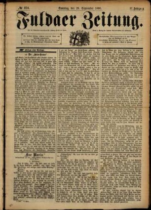 Erste Ausgabe vom Sonntag, den 28. September 1890.