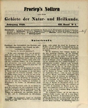 Froriep's Notizen aus dem Gebiete der Natur- und Heilkunde. 1859,3