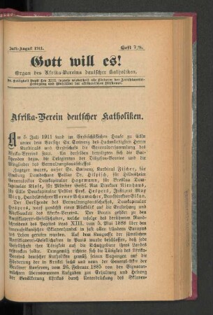 Juli-August 1911. Heft 7/8.