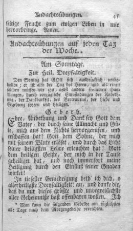 Andachtsübungen auf jeden Tag der Woche.