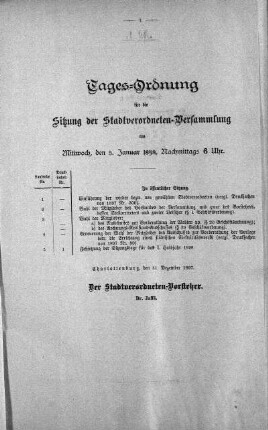Tages-Ordnung, 5. Januar 1898