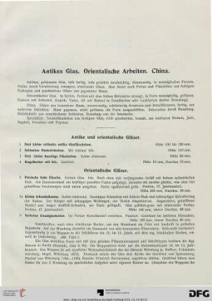 Antikes Glas. Orientalische Arbeiten. China (Nr. 1-29)