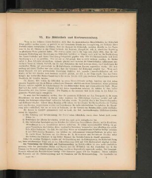 VI. Die Bibliothek und Kartensammlung.