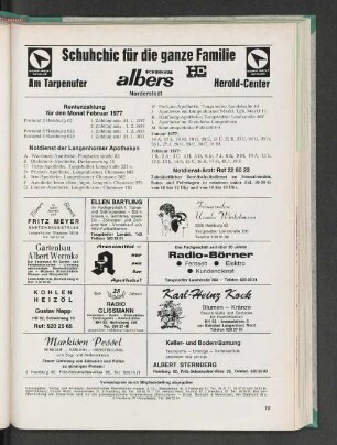 Rentenzahlung für den Monat Februar 1977