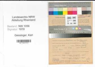 Entnazifizierung Karl Gessinger , geb. 21.06.1909 ()