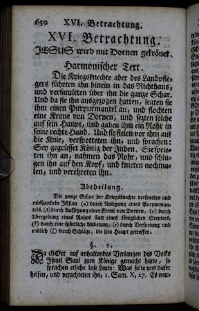 XVI. Betrachtung. Jesus wird mit Dornen gekrönet.