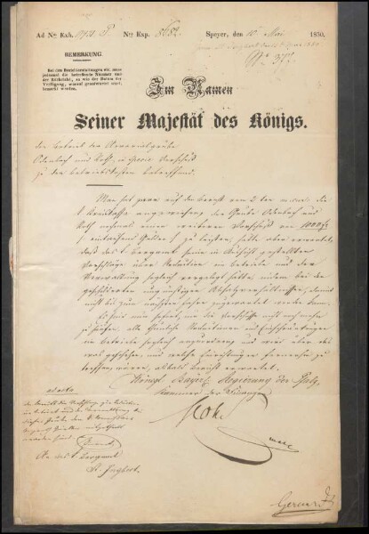 Vorschuss auf die Betriebskosten der Steinkohlengrube
                        Odenbach-Roth