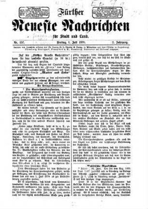 Fürther neueste Nachrichten für Stadt und Land. 1870,7/12 = Jg. 2