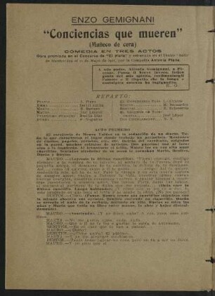 3.1921=Nr. 93: Conciencias que mueren (Muñeco de cera) : comedia en tres actos
