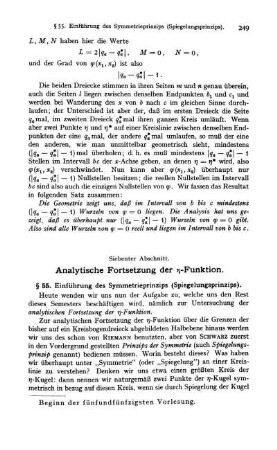Siebenter Abschnitt. Analytische Fortsetzung der ...-Funktion.
